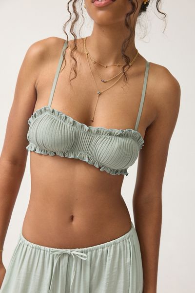 Out From Under Ribbed Ruffle Smocked Bralette
