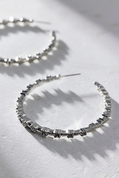 Urban Outfitters Carolina Cubic Zirconia Hoop Earring In Silver, Women's At  In Metallic