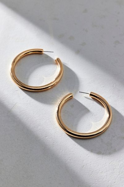14k Gold Plated Chubby Large Hoop Earrings