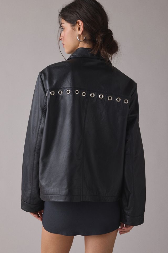 Hosbjerg Brianna Grommet Studded Leather Jacket #1