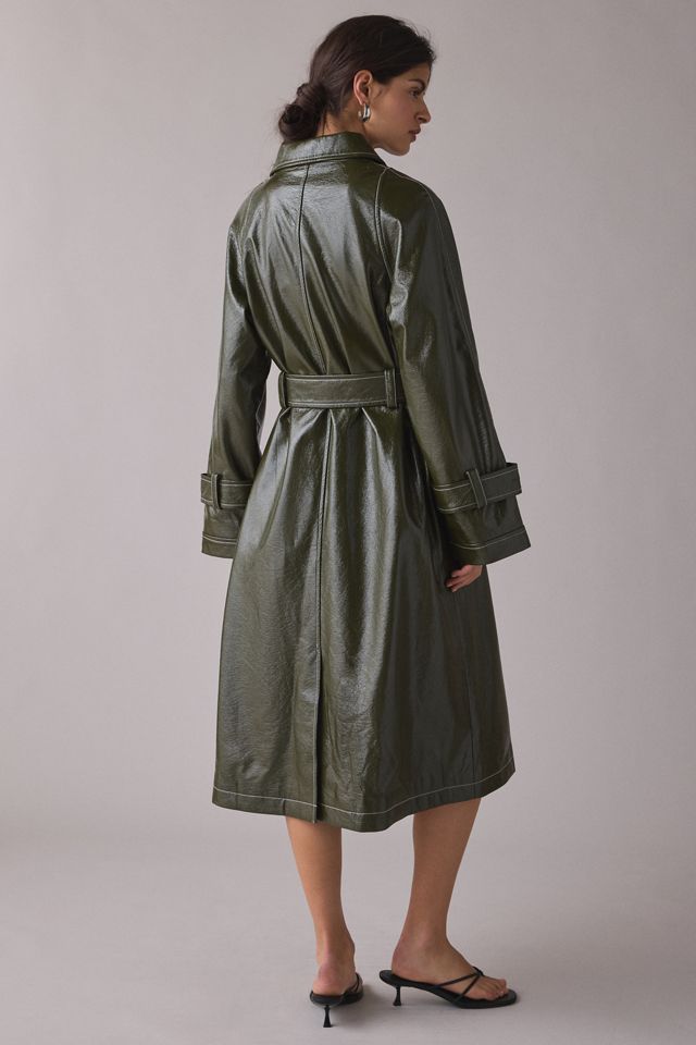 Manteau trench en simili-cuir enduit Tori Hosbjerg #1