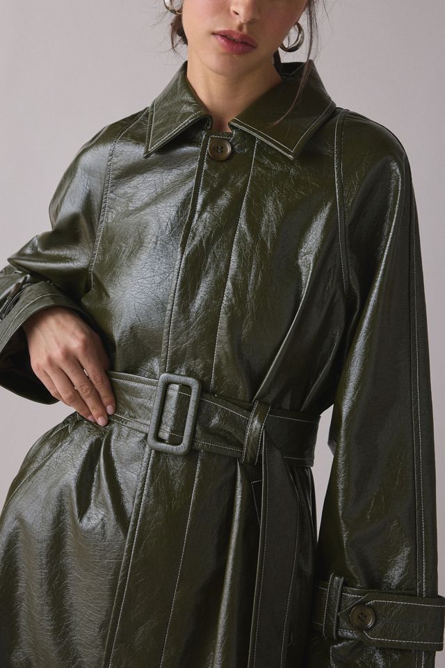 Hosbjerg Tori Coated Faux Leather Trench Coat | Urban Outfitters