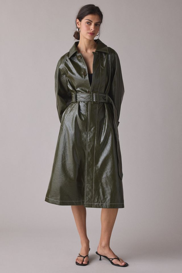 Manteau trench en simili-cuir enduit Tori Hosbjerg #3