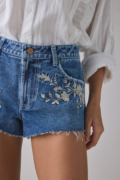BDG Georgie Embroidered Denim Cutoff Short