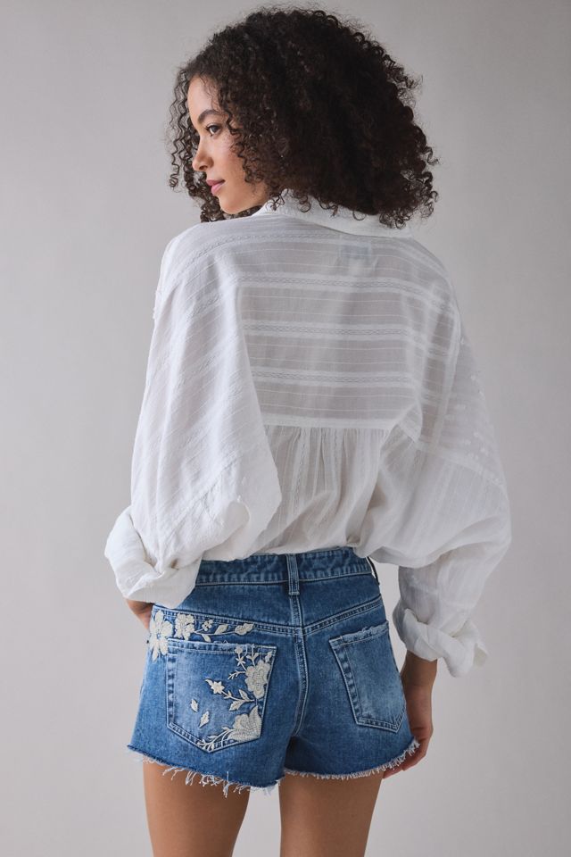BDG Georgie Embroidered Denim Cutoff Shorts #3