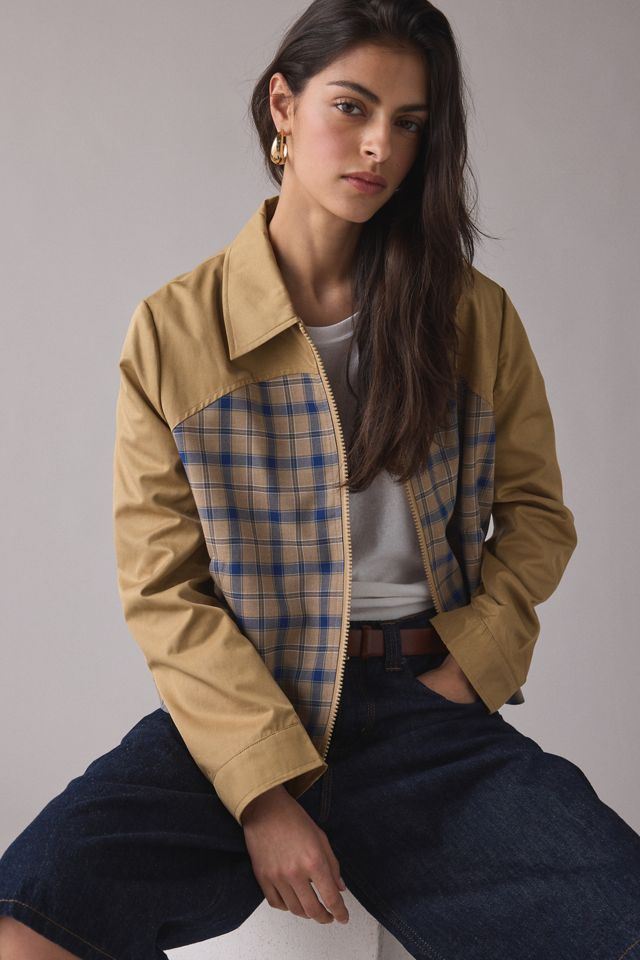 Hosbjerg Blaze Spliced Check + Faux Leather Zip-Up Jacket #1