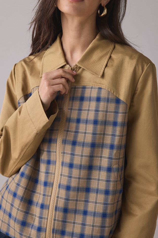 Hosbjerg Blaze Spliced Check + Faux Leather Zip-Up Jacket #2