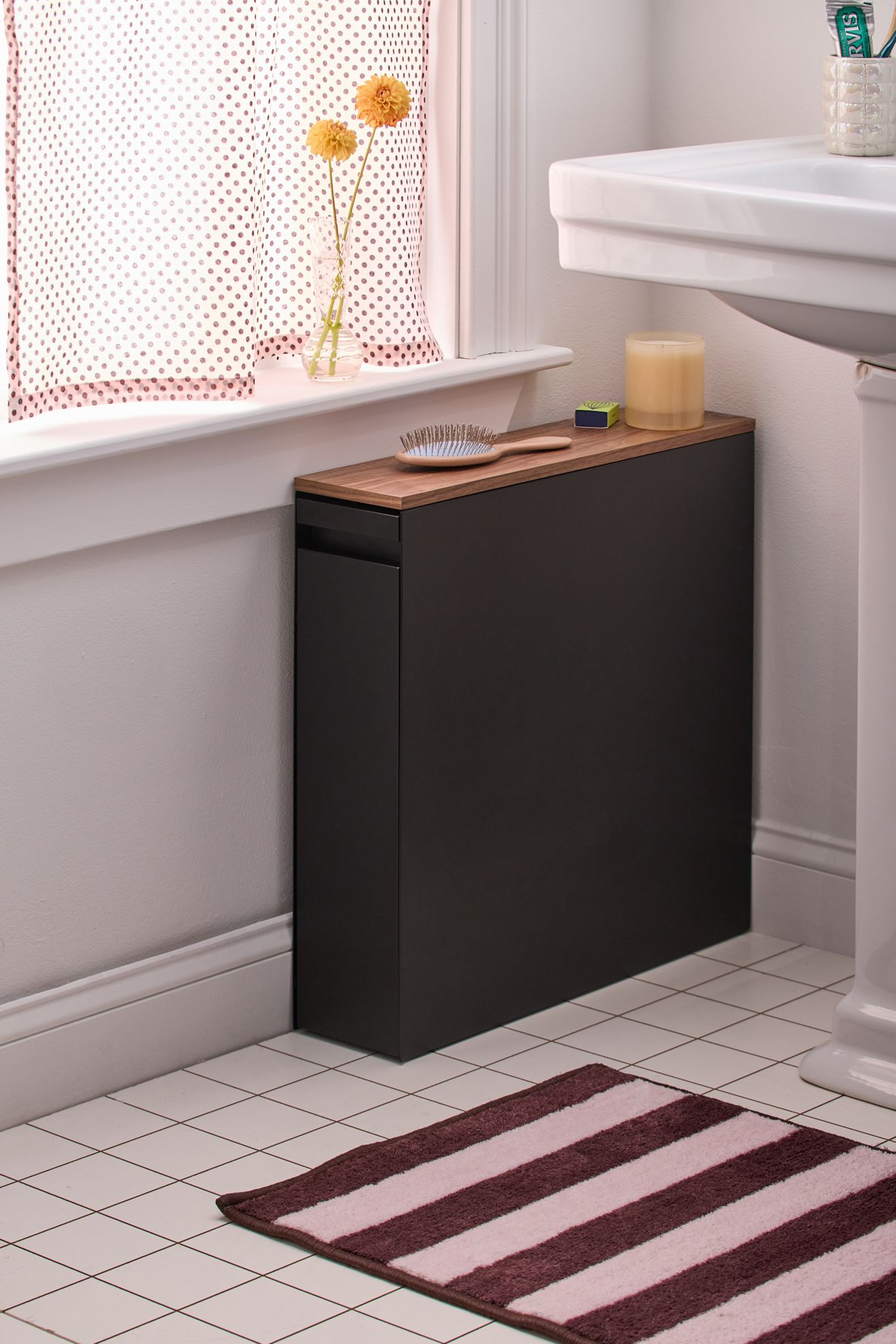Devin Pull-Out Bathroom Storage Cabinet - Black, ONE SIZE