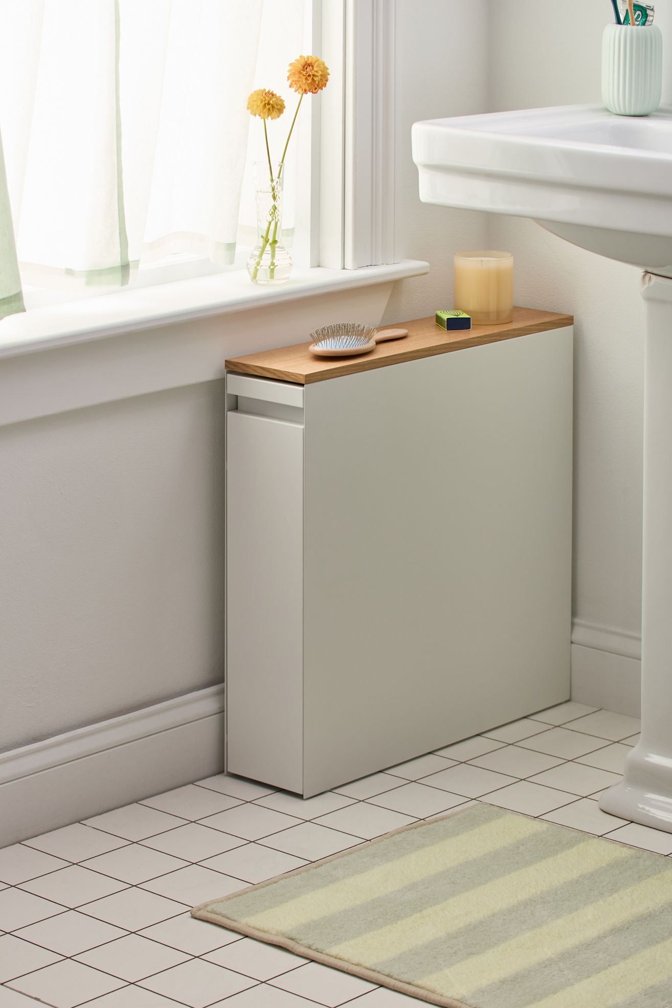Devin Pull-Out Bathroom Storage Cabinet - White, ONE SIZE