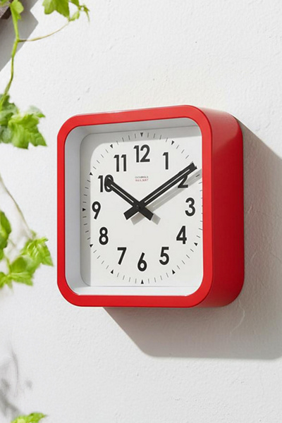 Cloudnola The Big Railway Square Wall & Desk Clock In Red At Urban Outfitters