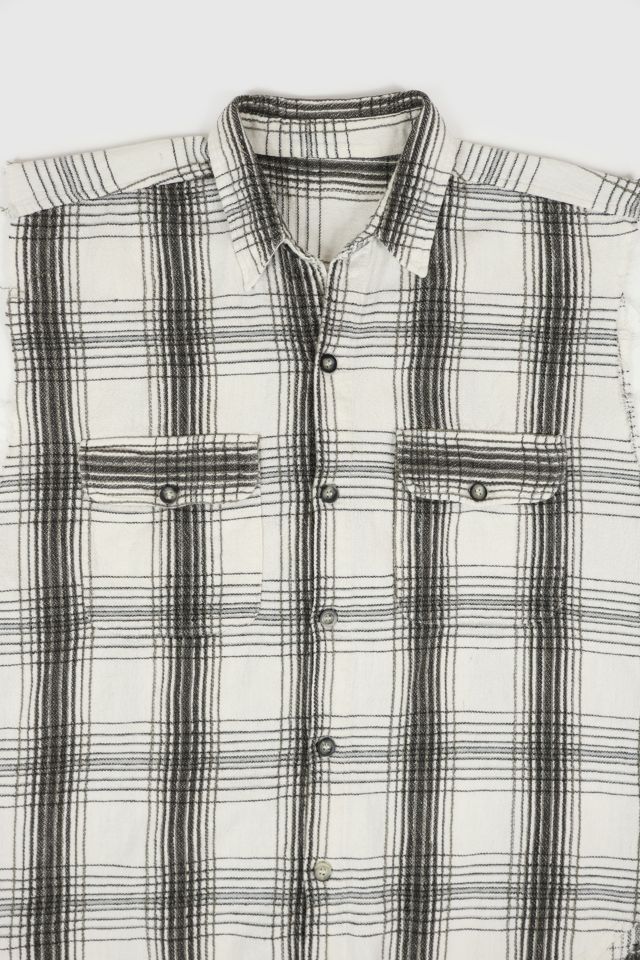 Vintage Sleeveless Plaid Button-Down Shirt #1