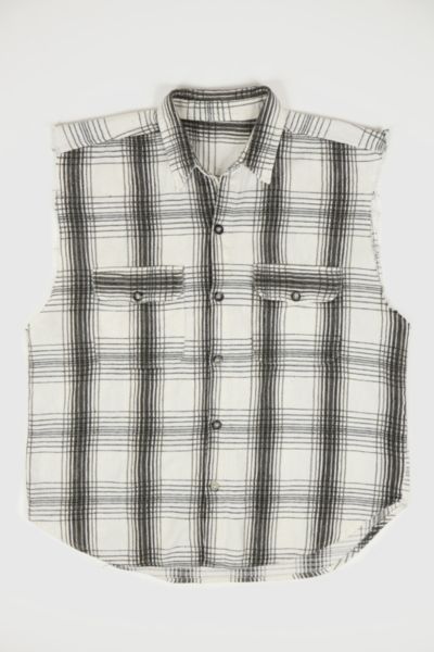 Vintage Sleeveless Plaid Button-Down Shirt