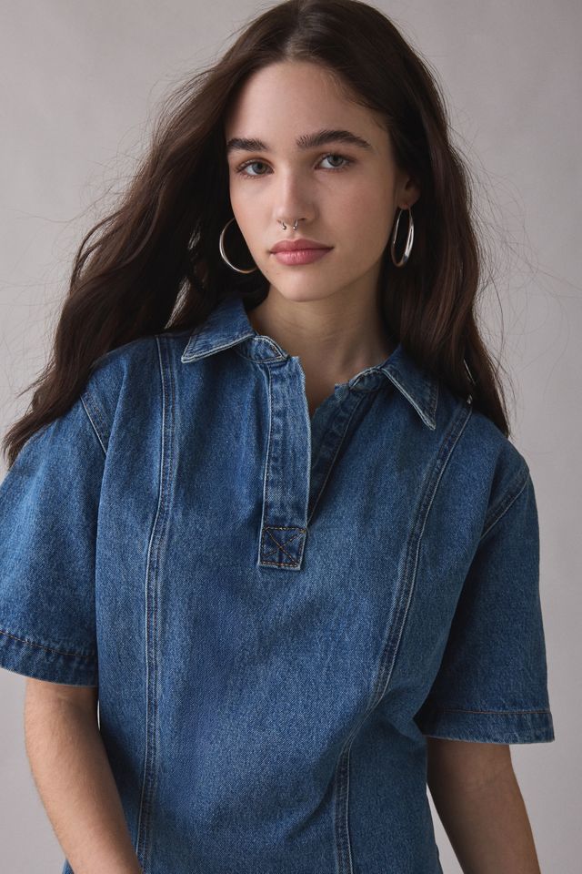 Glamorous Denim Short Sleeve Shirt Mini Dress #2