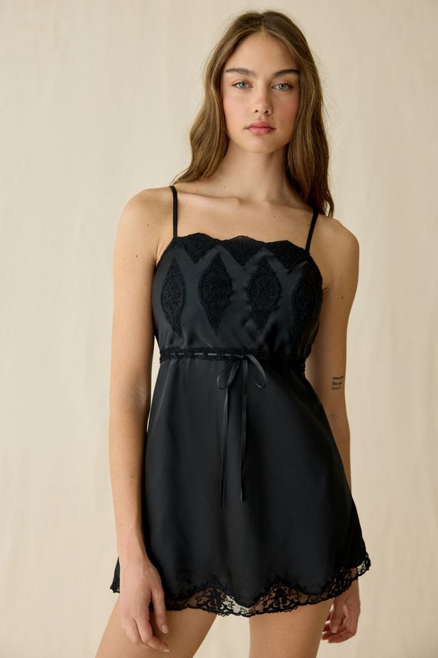 LoveShackFancy Sanna Lace Trim Slip Mini Dress #1