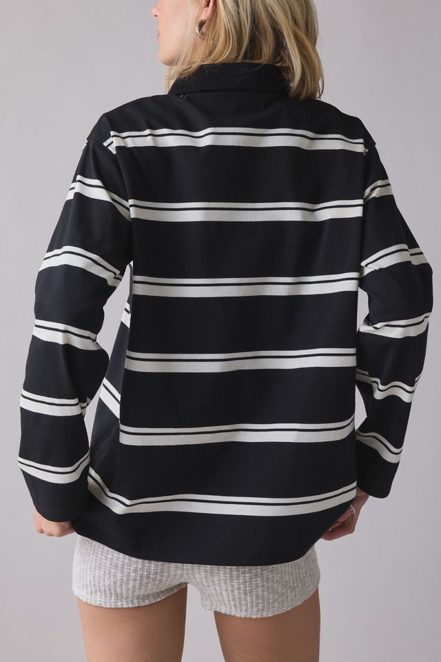 Glamorous Striped Oversized Long Sleeve Rugby Top #2