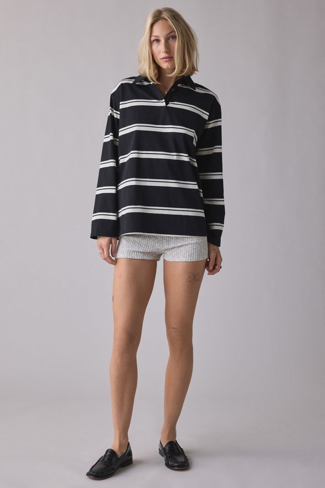 Glamorous Striped Oversized Long Sleeve Rugby Top #3