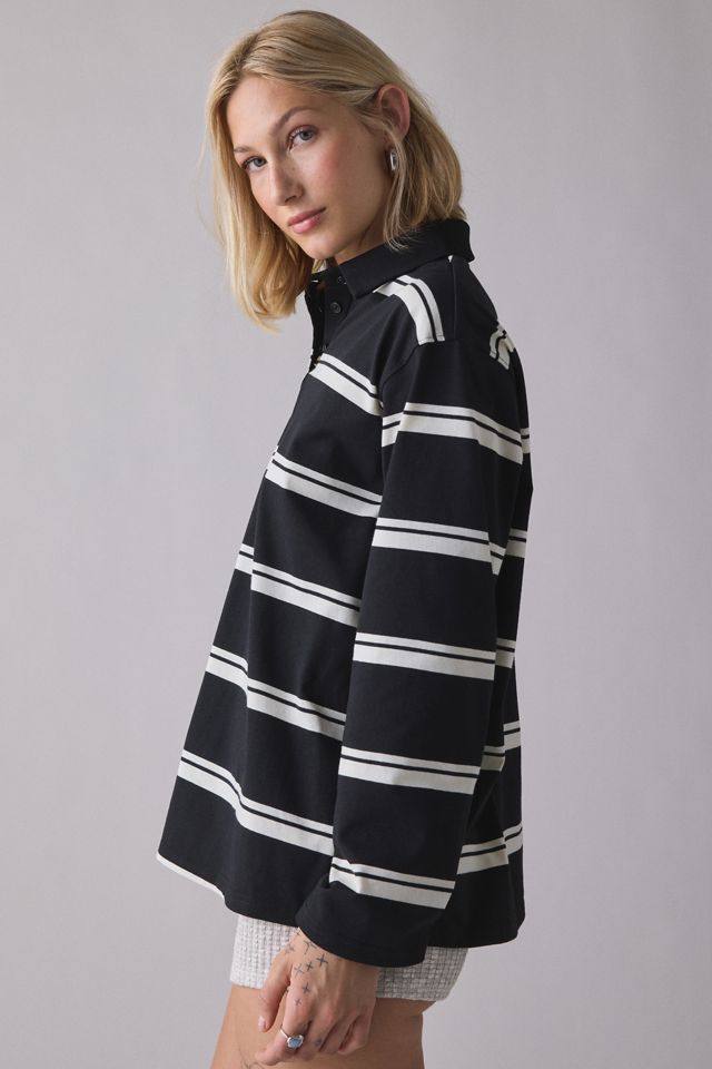 Glamorous Striped Oversized Long Sleeve Rugby Top #4