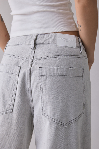 Glamorous Grey Wash Mid-Rise Baggy Jean