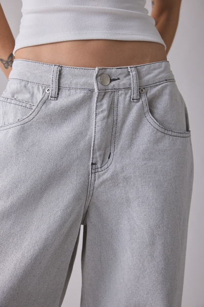 Glamorous Grey Wash Mid-Rise Baggy Jean