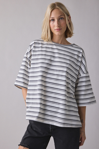 Glamorous Striped Oversized Boyfriend Tee