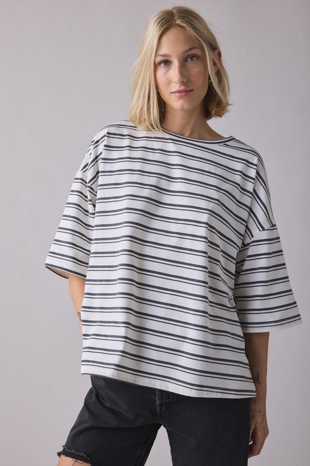 Glamorous Striped Oversized Boyfriend Tee #2