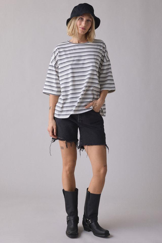 Glamorous Striped Oversized Boyfriend Tee #5