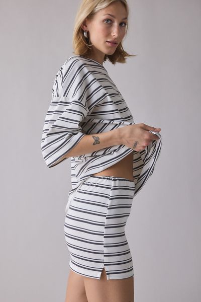 Mini-jupe rayée à taille mi-haute Glamorous