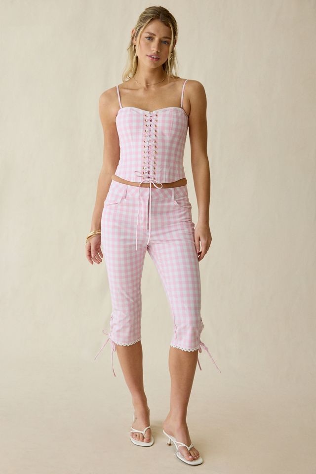 Haut bustier en coton vichy à lacets Bensen LoveShackFancy #3