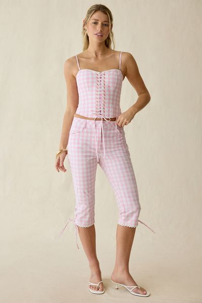 LoveShackFancy Elarose Gingham Capri Pants