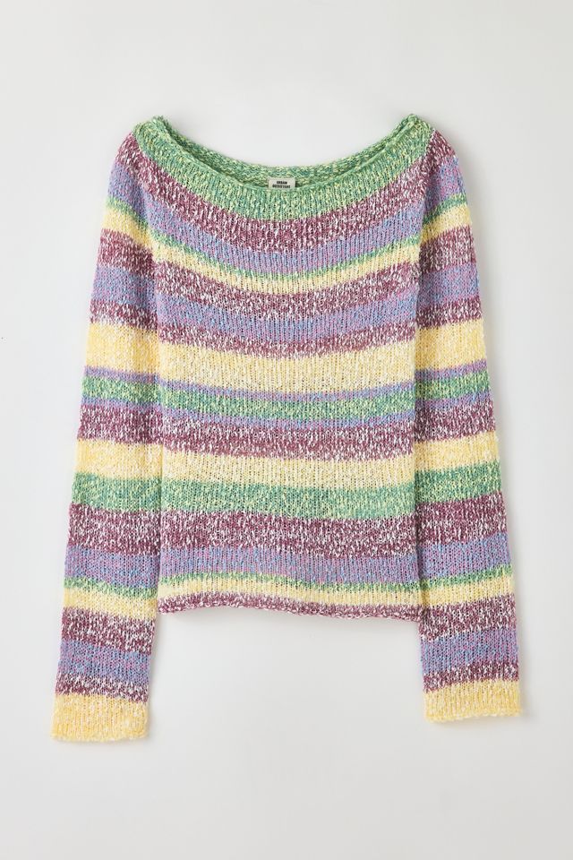 UO Marina Striped Slub Knit Boatneck Sweater #1