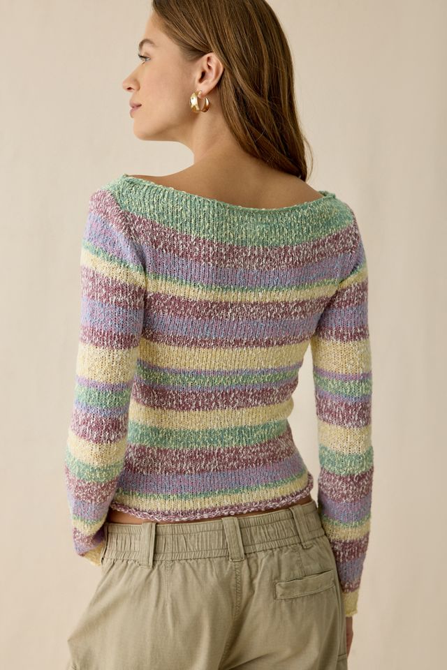 UO Marina Striped Slub Knit Boatneck Sweater #4