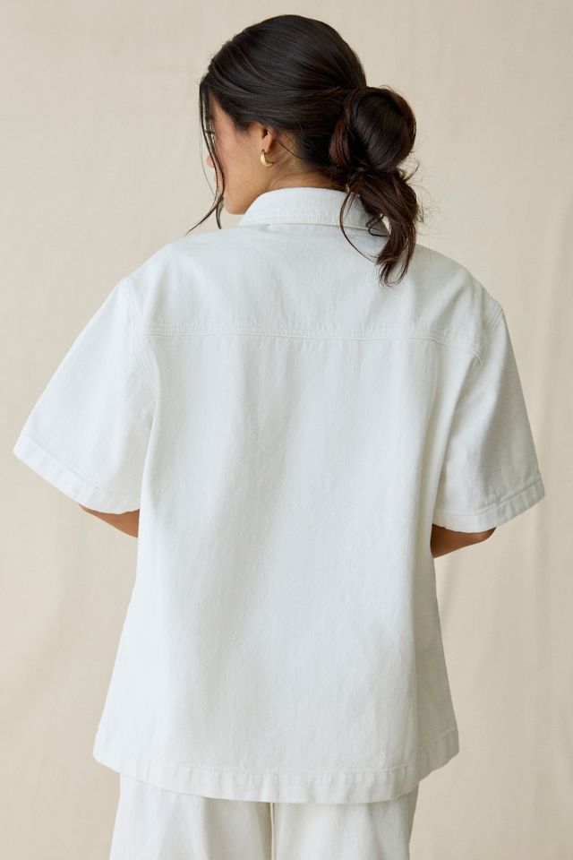 Glamorous Oversized Denim Short Sleeve Button-Up Shirt #3