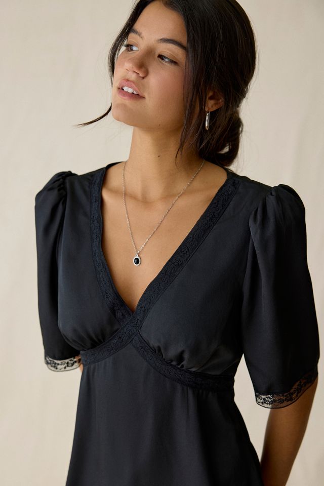 draped halterneck satin mini dress in black Hydri Satin Halterneck Mini Dress in Black main image 1