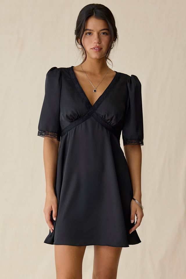 Glamorous Out Tonight Lace Trim Satin Mini Dress | Urban Outfitters