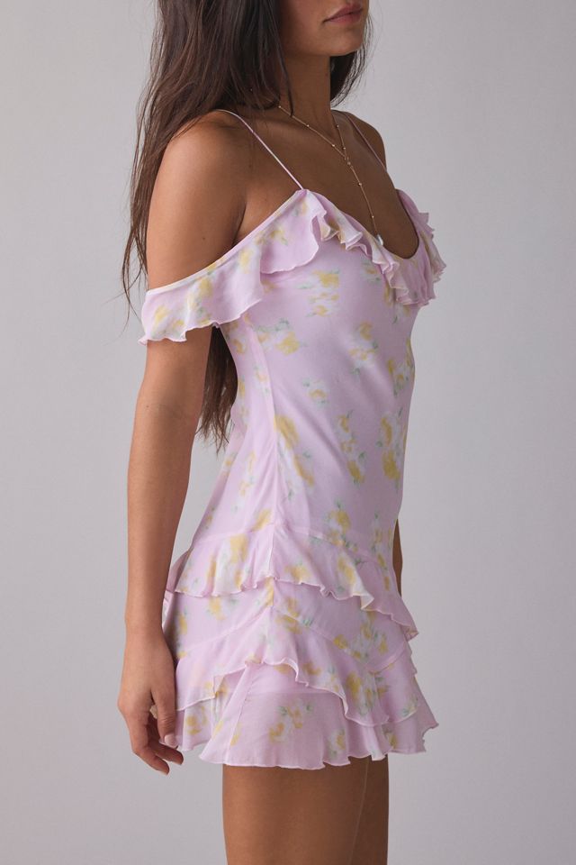 LoveShackFancy Timara Ruffle Cold-Shoulder Mini Dress #2