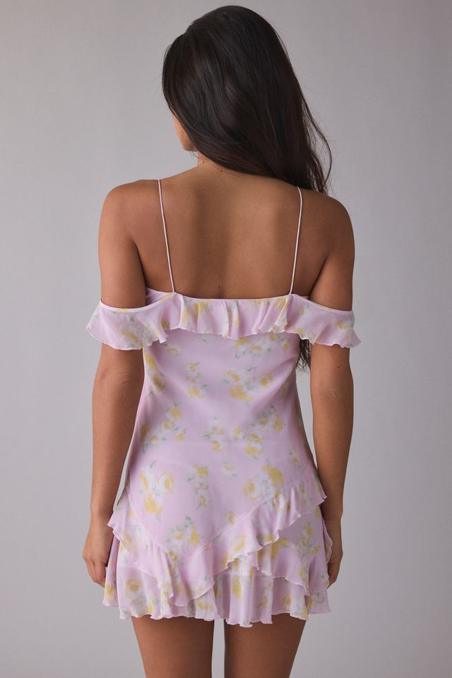 LoveShackFancy Timara Ruffle Cold-Shoulder Mini Dress | Urban Outfitters