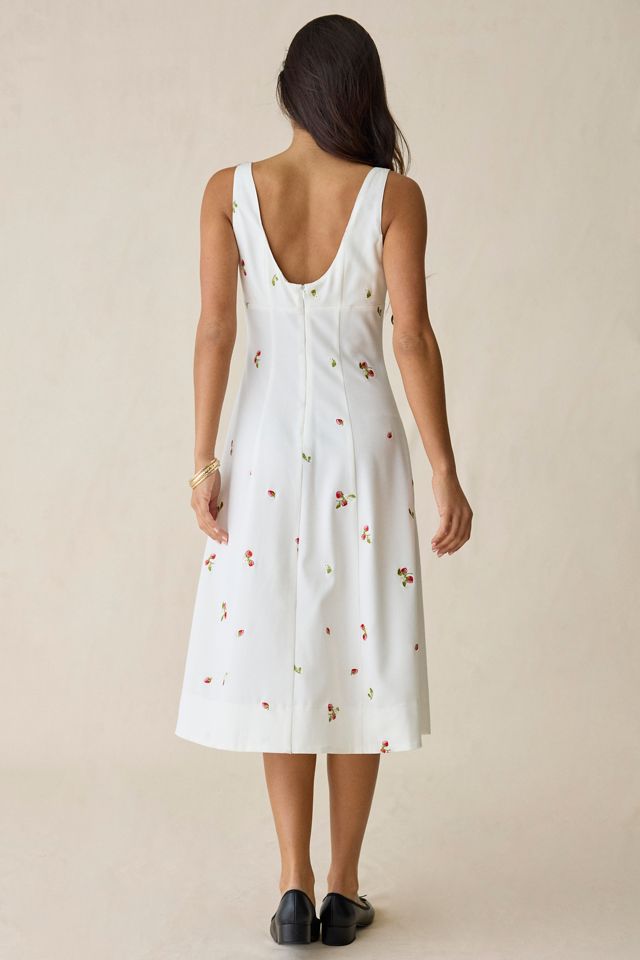 En Saison Strawberry Kiss Tie-Strap Midi Dress | Urban Outfitters