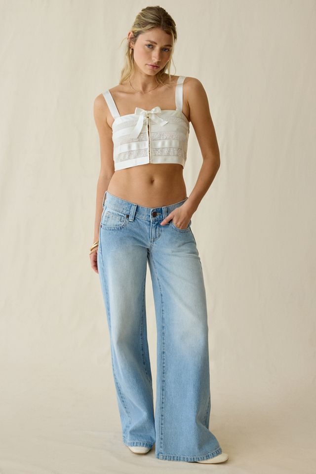 LoveShackFancy Tessaline Satin Lace Trim Cropped Cami #3