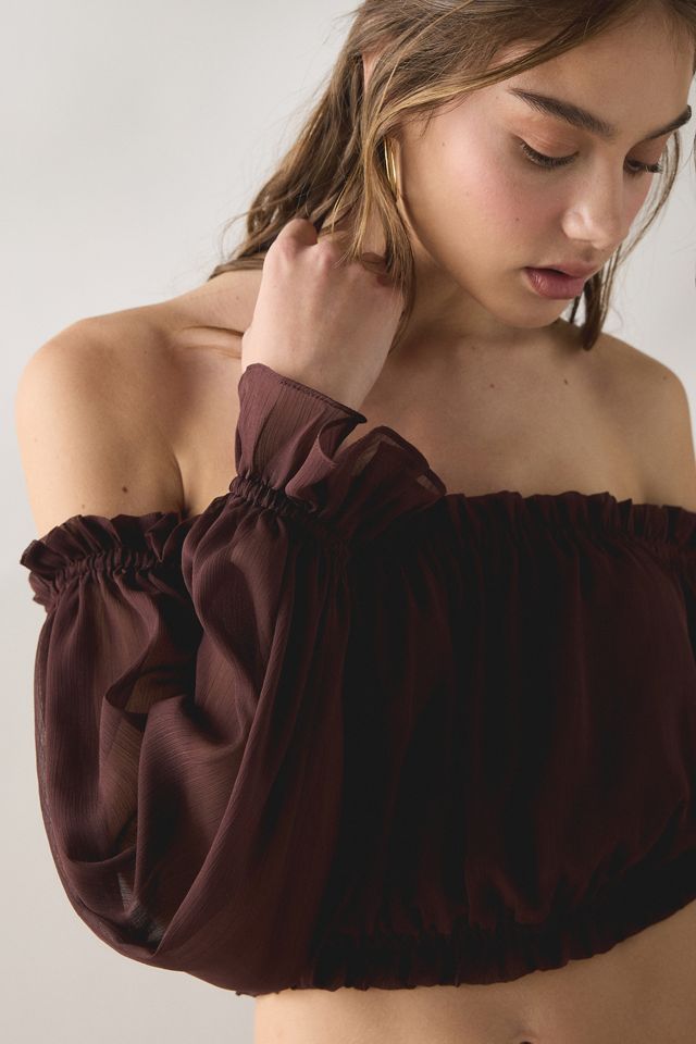 Glamorous Chiffon Long Sleeve Off-The-Shoulder Top #1
