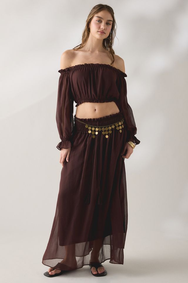 Glamorous Chiffon Long Sleeve Off-The-Shoulder Top #2