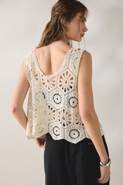 Glamorous Clover Sheer Crochet Crop Top