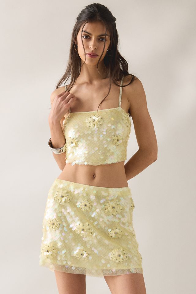 LoveShackFancy Marella Flower Sequin Crop Cami #3