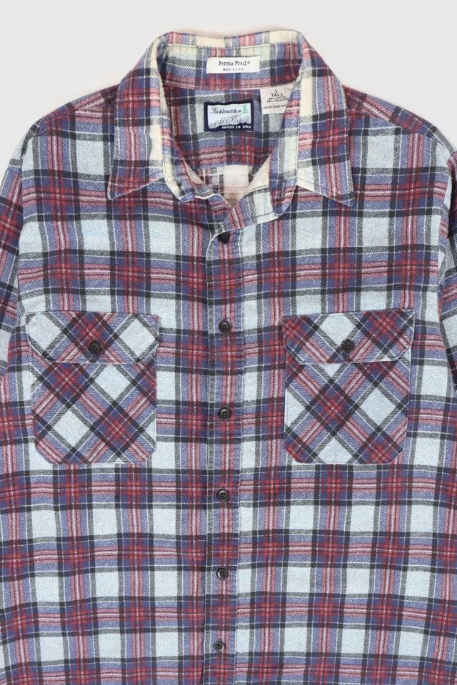 Vintage Plaid Flannel Button-Down Shirt #1
