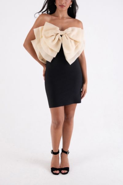 Amy Lynn Oscar Satin Bow Statement Mini Dress, Women's At Urban Outfitters In Multi
