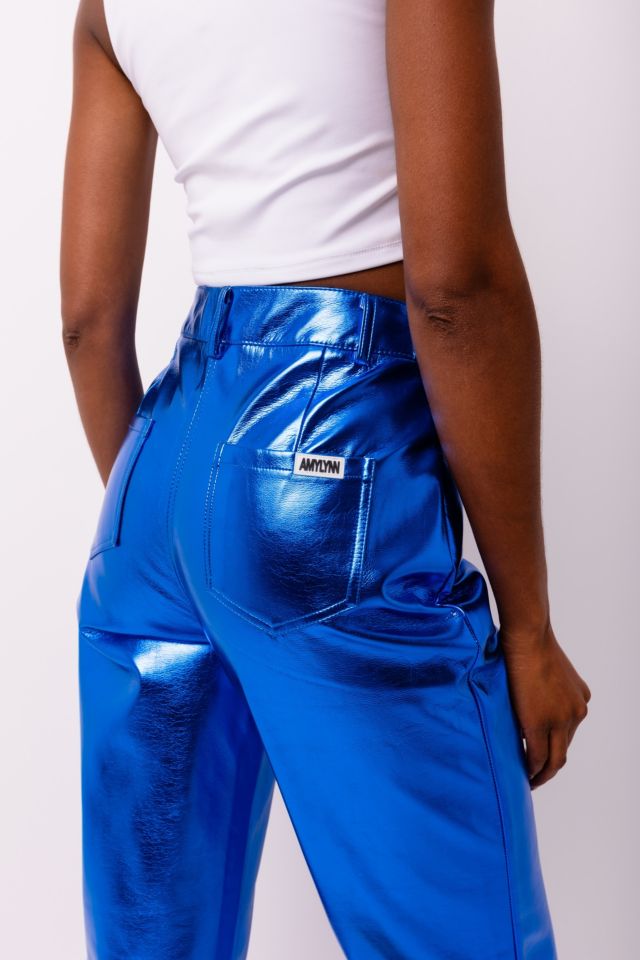 Amy Lynn Lupe Faux Leather Metallic Straight Cut Pant #3