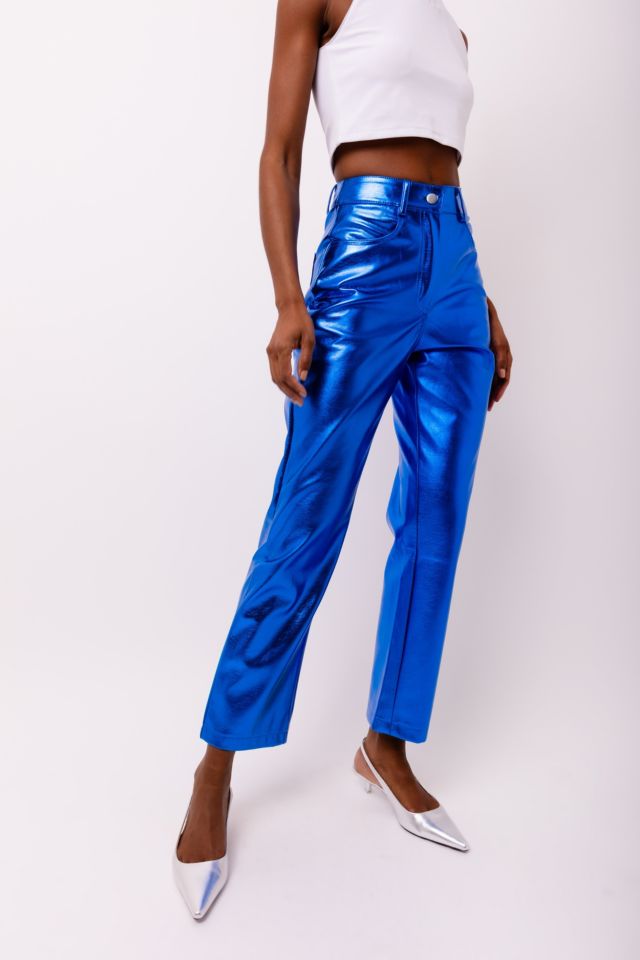 Amy Lynn Lupe Faux Leather Metallic Straight Cut Pant #4