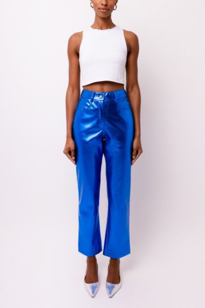 Amy Lynn Lupe Faux Leather Metallic Straight Cut Pant