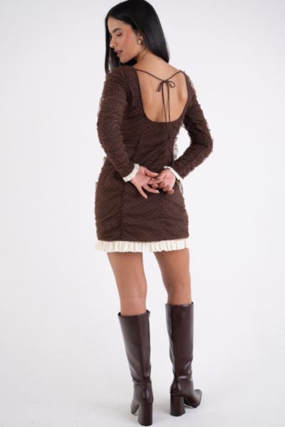 Amy Lynn Edie Polka Swiss Dot Ruffle Hem Mini Dress
