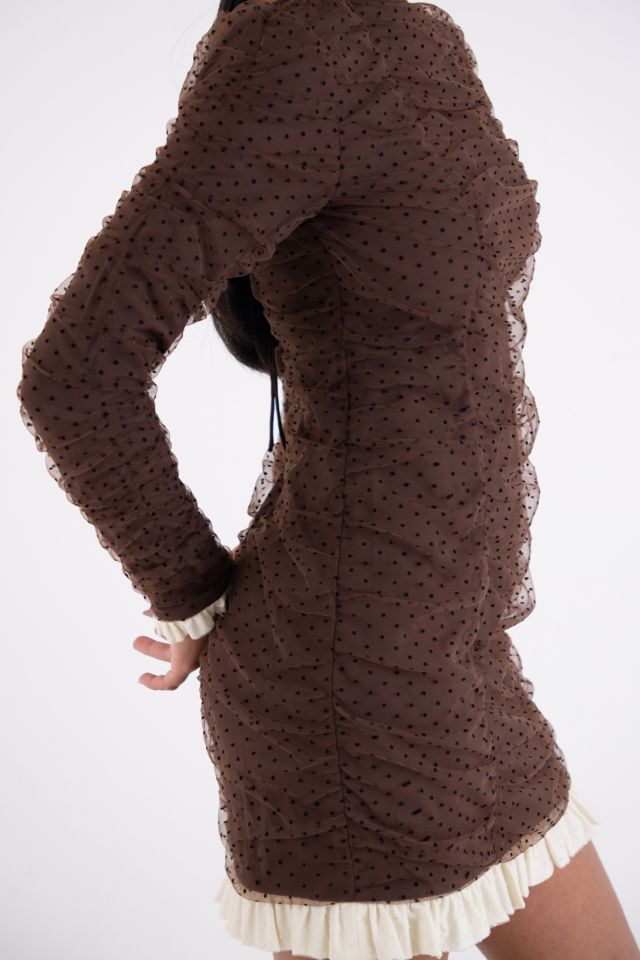 Amy Lynn Edie Polka Swiss Dot Ruffle Hem Mini Dress #3