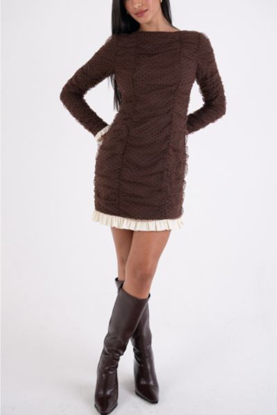 Amy Lynn Edie Polka Swiss Dot Ruffle Hem Mini Dress
